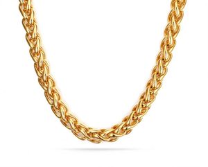 Hervorragende meistverkaufte Gold 7mm Edelstahl Ed Wheat Braid Curb Chain Halskette 28quot Mode Neues Design für MEN0399293829