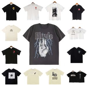 Designer Rhude Tshirt Mens t Shirts Tide Printed Tee Men Women Round Neck Short Sleeve Tshirt Casual Loose Fashion High Street Hip Hop Stylish Tops Lulusup