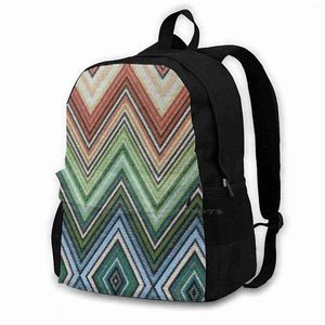 Backpack Pattern Bag for Men Girls Girls Teenage Black Geométrico Designer Caro Home Fashion Color Pastel