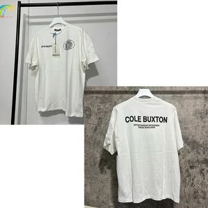 2024サマーネイビーブルーコールバクストンTシャツ男性女性女性ヘビーファブリック品質ルーズティークラシックスローガンプリントCB半袖240412