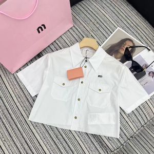 Designer fashion summer T-shirt Ladies shirt lapel letter striped print sweet short sleeve