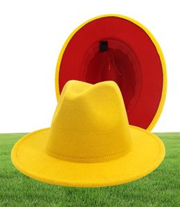 Panama Cap Jazz Resmi Şapka Lady Feltora Hats Moda Patchwork Geniş Kök Kaplar Unisex Trilby Chapeau Erkekler İçin Kırmızı Siyah 209759923