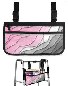 Bolsas de armazenamento gradiente cinza rosa moderno geométrico abstrato cadeira de rodas Bolsa de braço de braço lateral scooter elétrico bolsa de moldura de caminhada