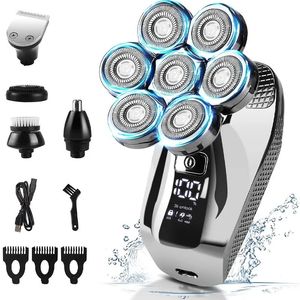 5 in1 Head Shavers for Men 7D Cordless Bald Head Shaver Wet Dry Waterproof Electric Razor for Men with LED Display Grooming Kit 240409