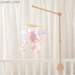 Mobiles# Crib Mobile Baby Wooden Bed Bell Baby Rattles Soft Felt Cartoon Bear Toys Hanger Crib Mobile Bed Bell Wood Toy Bracket Kid Gifts Y240412