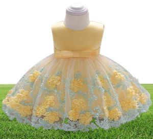 Bebek kızlar elbise doğdu çiçek nakış prenses elbiseler için ilk 1. yıl doğum günü partisi karnaval kostüm kız039s3923699