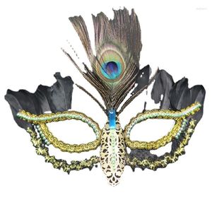 Party Decoration European och American Peacock Feather Lace Retro Mysterious Mask Men Women Carnival Face Cover Masquerade Halloween