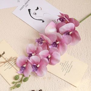 Dekorative Blüten simulierte Phalaenopsis Orchid Eins Zweig 9-Kopf-Touch 3d Blume Hochzeit Home Dekoration Künstlich