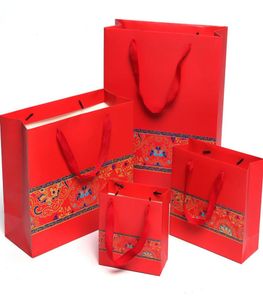 Sacchetto di carta avvolgente con stampato con borse per feste per matrimoni manuali forniture per eventi in stile cinese4973651