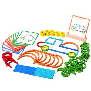 Hölzerne kreative Stöcke und Ringe Puzzle Intelligence Game Montessori frühkindliches Bildungsspielzeug für Kinder 3 Jahre alt