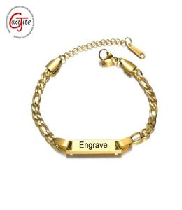 GOXIJITE TRENDY Custom Grave Name Bracelet for Women Kid Aço inoxidável Data ajustável Link para presente Chain6660255