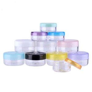 Schatten 100pcs Rundes kosmetisches Glas 3/5g Kleine leere kosmetische nachfüllbare Flaschen Plastik Lidschatten Make -up Gesichtscreme Jar Pot Container