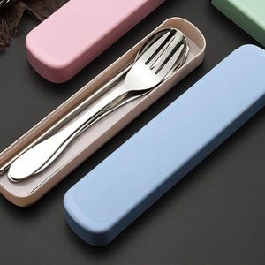 Dinnerware Sets 4 PCS/Set Travel Outdoor Stainless Steel Reusable Metal Tableware Cutlery Set Spoon Fork Chopsticks