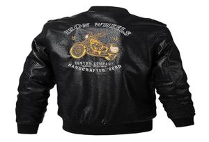 Faux Leder Jacke Männer Spring Motorrad Biker Leder Jacke Stickerei Bomber Pilot PU -Lederjacken Men2464460