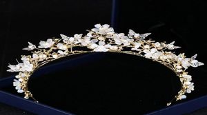 Piękne ręcznie wykonane kryształowe korony ślubne i tiary krążkowe nagłówki ślubne dla dziewcząt kobiety Promowanie wieczoru Brithday Party Sukienka 2120685