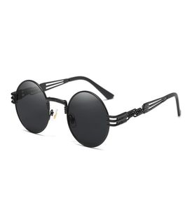 Óculos de sol redondos steampunk masculino gama de moda com moldura de metal retro vintage Óculos de sol UV400 Eyewear2763845