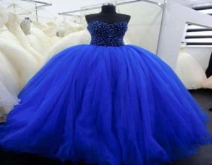 Синий бисера сладкий 16 платья Quinceanera 2016 Вестидос де 15 Anos Back Ball Ball Hown Black Girl Prom Promting Party Gowns4368945