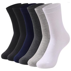 Men's Socks 6 Pairs Cotton Dress High Quality Long Autumn And Winter Sweat Resistant Anti-odor Calf Black Grey White