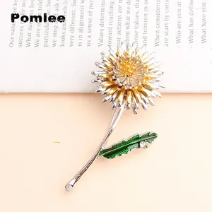 Brooches Pomlee 2024 Arrival Dandelion For Women Flower Pin Elegant Spring Design Jewelry High Quality Wholesale