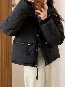 Толстый капюшон Sustans Solid Office Lady Lady Zipper Parkas Зимний корейский стиль повседневная осенняя одежда милые женщины новые в пиджаке Puffer