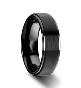 6mm8mm Titanium Wedding Rings Black Band in Comfort Fit Matte Finish for Men Women 6144723004