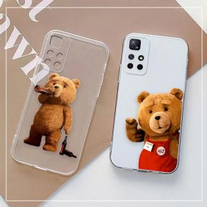 Przezroczysty clear telefoniczny dla Redmi Uwaga 12 11 11T 11e 9 8 7 Pro plus 4G 5G Case Fundda Capa Shell Naughty T-Teddy Bear Para