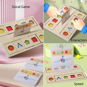 Children Montessori Games Shape Color Matching Social Board Game Sensory Geometry Logic Thinking Parish Educational Wooden Toys