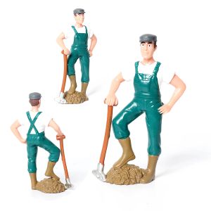 Plástico realista Miniatura Painted Fazendeiro, cavaleiro, trabalhador, Hunter People Model Figuras Setting para presente de aniversário