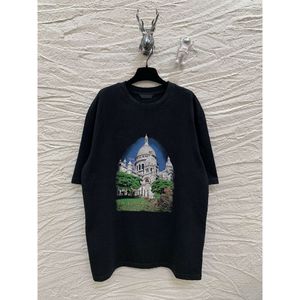 Rätt version B Notre Dame Högdefinition Tryck Kort ärm Castle Classic Cotton T-shirt Män kvinnor Fat Large
