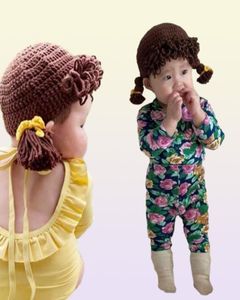 Cute Born Baby Girl Beanie Hat Hair Pigtail Braid Wig Cap Winter WARME