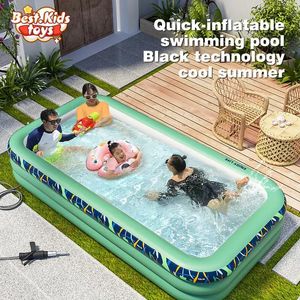 حمام سباحة كهربائي كبير أطفال ألعاب قابلة للنفخ أوتوماتيكي صيف صيف مؤطر بركة عائلية كبيرة في الهواء الطلق لعبة مياه المياه 240328