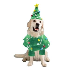 Hund julgran kostym husdjur kattklänning vinter fleece kappa kläder tröja valp xmas outfit kläder 240412