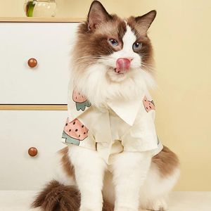 Hundekleidung Erdbeerkatze Kätzchen Weste Button-up Hemd Netter Sommer kleiner Welpe Haustier T-Shirt Kleidung