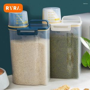 収納ボトル食品穀物昆虫防止ボックス湿気プルーフシールされたタンクプラスチック測定カップ容器付き