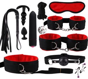 Neuheit Spiele BDSM Kits Vibrator Sex Toys für Frauen Paare Handschellen Peitsche Anal Plug Exotic Accessoires Bondage Equipment Gurness163118093
