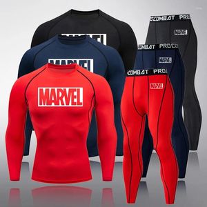 Men's Thermal Underwear Sports Long Johns Set Track Suits Men Winter Base Layer Compression Clothing Rashgard Male Kit