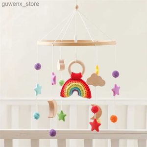 Mobiles# Baby Koothing Bedbell Obrotowy szydełkowy Rainbow Celdant Wind Chime Zabawki Dziecko śpiąca łopatka Pierścień Pierścień Bell Zabaw