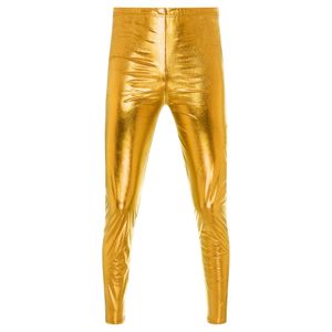 Mens Metallic Shiny DJ Disco Skinny Pants Leggings Shiny Jazz Dance Long Pants Stage Performance Rave Nightclub Party Costume