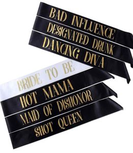 7 pezzi Lotto Bachelorette Sashes Bride to Be Abbettazione Bridal Bachelorette Decorazioni per feste di forniture Bomboniere Short Queen Mama335v4986576