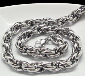 Ny Mellanöstern Style Silver Pure 316L Rostfritt stål Silver Oval Rope Chain Link Halsband i män smycken 9mm 200392912201