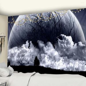 Taquestres da fase da lua de tapeçaria parede pendurada no céu estrelado universo espaço misterioso para o dormitório