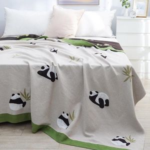 Decken niedliche Panda werfen Decke für Betten Home Decor Bett Deckung Doppelte Baumwolle atmungsaktives Sofa Kühltelles Quilt Dünnblatt