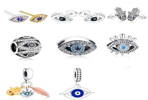 925 Silver Fit P Charm 925 Bracelet Bracelet Neckalce 925 Sterling Silver Trunk Turkey Blue Evil Eye Zirconia Bead charms set Pendant DIY Fine Beads Jewelry9676896