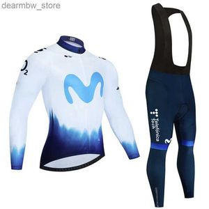 サイクリングジャージーセットMovistar autumn long Seve New RacingMTB Spring Long Cycling Jersey Set bike Cycling Bicyc Clothing Uniorm Ropa Ciclismo L48