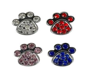 4 kolory Paw Style 10 mm dhinestone Diamante Dog Pet Charms DIY Slider Charms Personalized 3110029