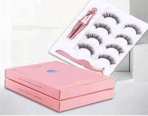 Yiowio Magnetic 4pairs Vollstreifen Dicke Wimpern falsche Wimpern mit magnetischem Eyeliner weiches natürliche falsche Wimpern DHL 1461166