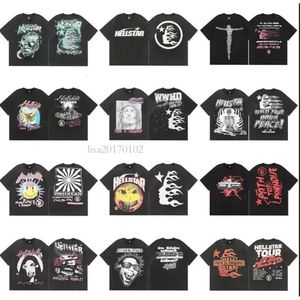 Hellstar T-shirt Mens Women Tshirt Rapper Wash Grey Heavy Craft Unisex Short Sleeve Top High Street Fashion Retro Hell Women's T-shirt Designers Tees Size
