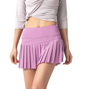 2024 Yoga Outfit Lu-099 شورت Summer Sports Gym Tennis Skirt Fiess Women Anti-Glare Outdoor Dister-تجفيف السراويل الجارية التصميم المتقدم للتنفس VJ556