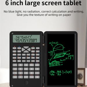Calculators 2 in 1 Foldable Scientific Calculator 6 Inch Digital Graphic Tablet LCD Writing Pad With Stylus Calculators Display 10 Digits
