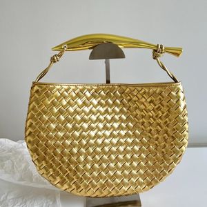 bolsa de ombro de saco de sardinha feita de material genuíno de couro com alças de metal e tecelagem clássica combinada com elegante e elegante tamanho de arte 32cm